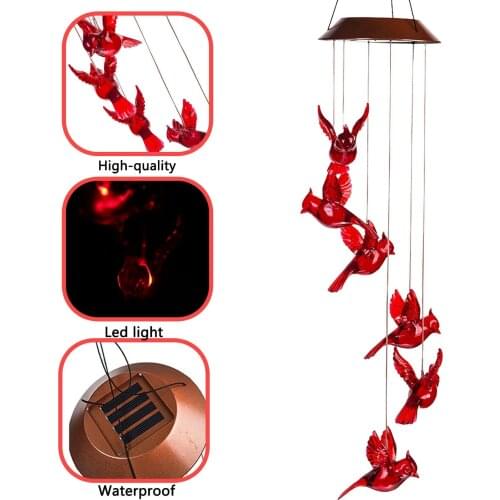 Solar Wind Chimes Outdoor, LED Solar Wind Chime Color Cing Hummingbird Decoration Gifts Home Party Garden ing