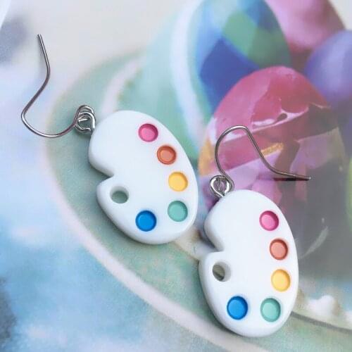 Unique DIY Funny Mini Palette Earrings Artist Earrings For Women Girls Role Playing EarringsA Birthday Present Exquisite Jewelry