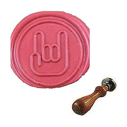 Vintage I Love You Hand gesture Logo Wedding Invitation Wax Seal Sealing Stamp Rosewood Handle Set