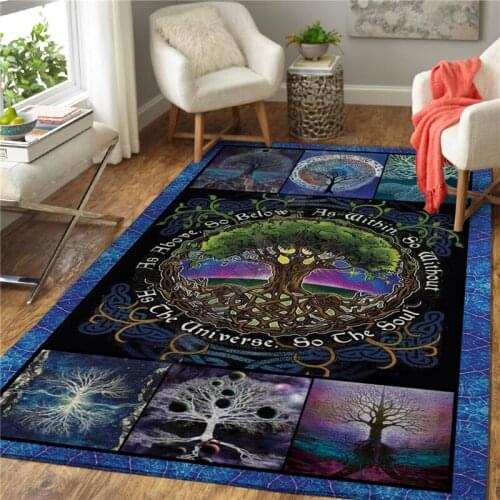 Yoga life Tree Rug Square Anti-Skid Area Floor Mat Rug Non-slip Mat Dining Room Living Room Soft Bedroom Carpet 02