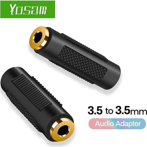 YOSAM 3.5 mm female to 3.5mm female jack connector adapter audio cable extension cord for MP3 DVD headset car AUX