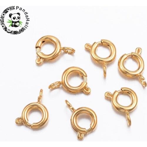 304 Stainless Steel Spring Clasps, Golden, 9x7x1.8mm, Hole: 2mm