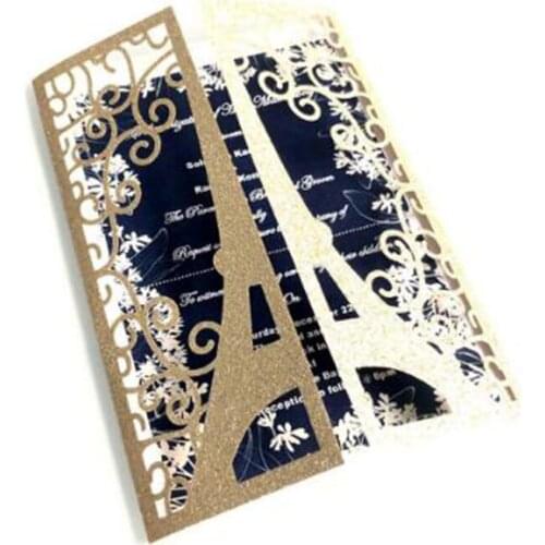 100pcs/set European Style Wedding Invitation Card Laser Cut Hollow Out Tower Marry Greeting Card Wedding Event Party Decorations