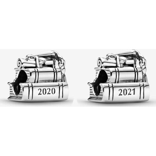 2021New High Quality 925 Sterling Silver 2021&2020 Graduation Charm Fit Pandora Bracelet Bangle Charm Bead DIY Jewelry