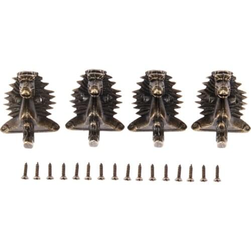 4Pcs Antique Bronze Jewelry Gift Box Wood Case Decorative Feet Leg Corner Protectors Guard Metal Crafts Deco with Screws 39*24mm
