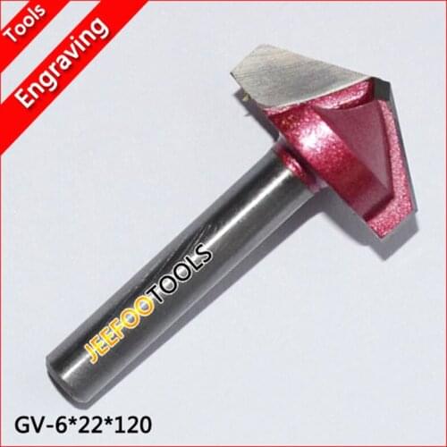 6*22*120degree V Shape Carbide Engraving Bits CNC Router Tool, 3D Milling Cutters for Woodworking