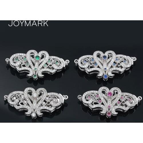 925 Sterling Silver Micro Pave Zircon Crown Multi-Function Box Clasp Tassel Pendant Connector For Pearl Necklace SC-CZ051