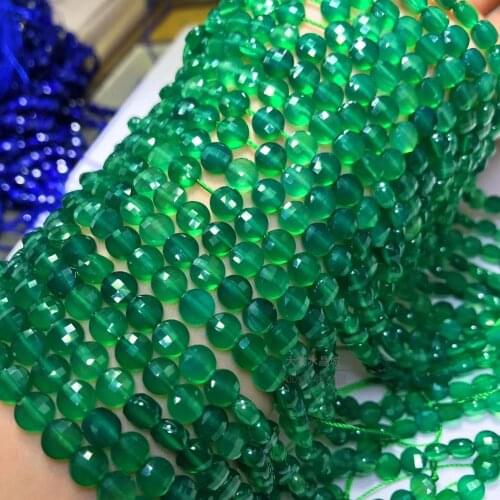 AAA LOOSE BEADS Brazil gradient Green Agate coin faceted 4/6mm Wholesale for DIY jewelry necklace 36cm