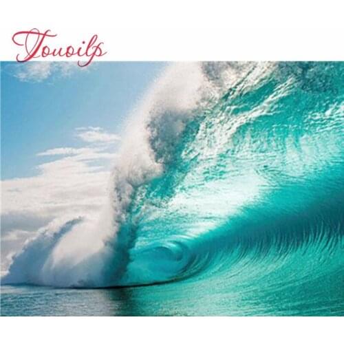 Bricolage diamant peinture point de croix vagues de mer paysage décor à la maison strass mosaïque diamant broderie Kit complet