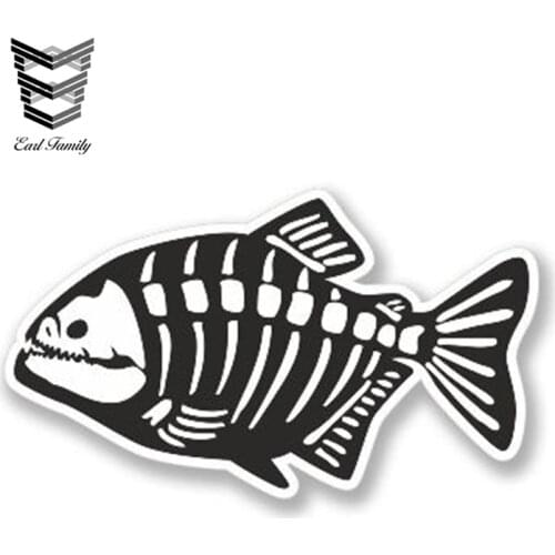 EARLFAMILY 13cm x 6cm Cartoon Skeleton Fish Fishing Car Stickers Auto Decals Car Styling Motorcycle Waterproof Car Accessories