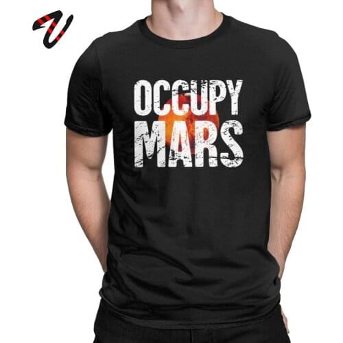 Occupy Mars T Shirt for Men Printed Tops Space Elon Musk Spacex Planet T-Shirts Short Sleeve Vintage Crew Neck Cotton Tee Shirt