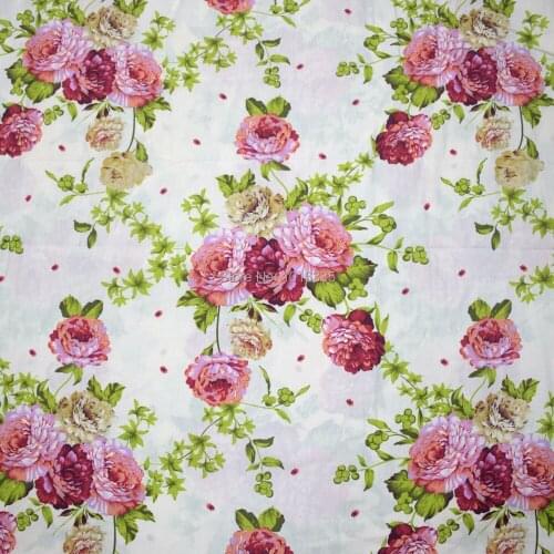 Hot sale 160CM Width BIG Rose Floral printed 100% cotton Poplin fabric For Handmade Sewing patchwork fabric