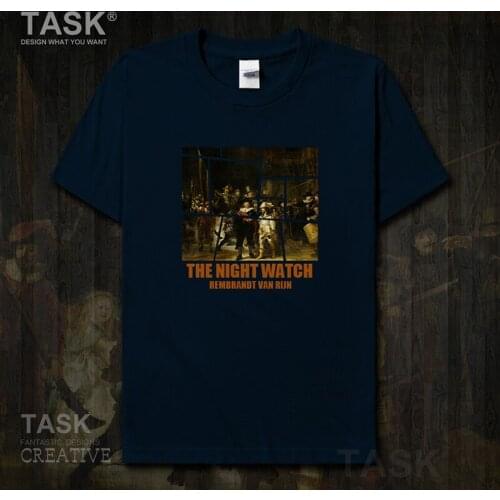 Personality fashion oil painting mens t-shirt The Night Watch retro print Short sleeve clothes cotton summer Fashion Streetwear