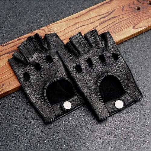 Semi-finger deerskin Thunderbolt wear resistant motorcycle bicycle cycling motorcycle gloves