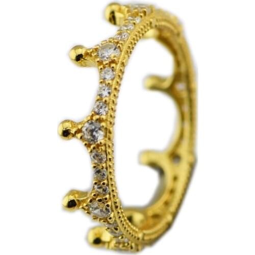 100% 925 Sterling Silver Ring Clear CZ Enchanted Crown Wedding Rings For Women bague Silver 925 Jewelry Lovers' Gift