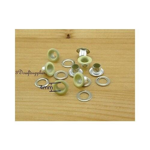 Eyelets metal with washer grommets Light yellow round 100 sets 4 mm AC72N