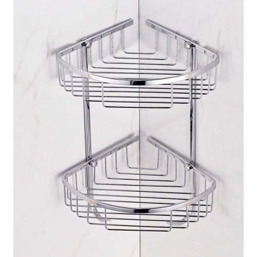 Bathroom Shower Basket Wall Mounted Corner Shelf 304 Stainless Steel Bathroom Shelf Tripod Cosmetic Bathroom Accessories