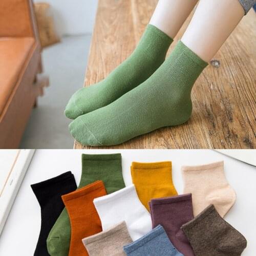 Cotton Women Socks 10 Solid Colors Black White Green Yellow Stretchy Top Casual Over Ankle Style Spring Summer Autumn 1 Pack