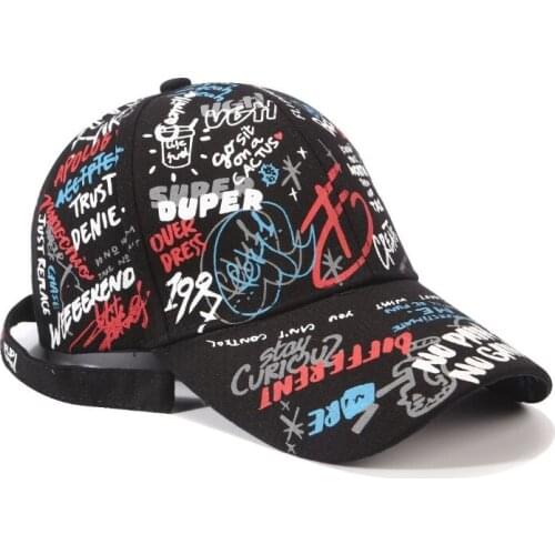 New Women Casual Cotton Snapback Hat Men Adjustable Dad Hats Girls Hip Hop Printing Graffiti Baseball Cap With long belt