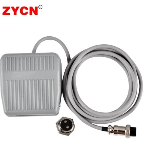 ZYCN Foot Pedal Switch Nonslip Metal Momentary Electric Power Motor Controller Self-Reset Jog With Wire 20 CM/ 2 Meter 220V 10A
