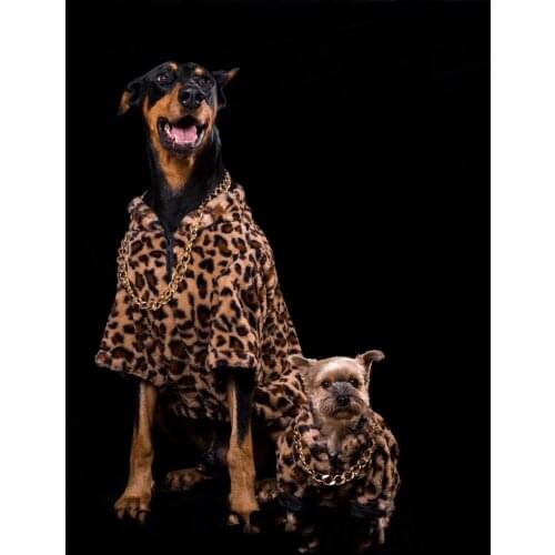 Small-large Dog Clothes Leopard Dog Coats Teddy Schnauzer Doberman Golden Retriever Husky Dog Jacket Thicken Warm Dog Clothes