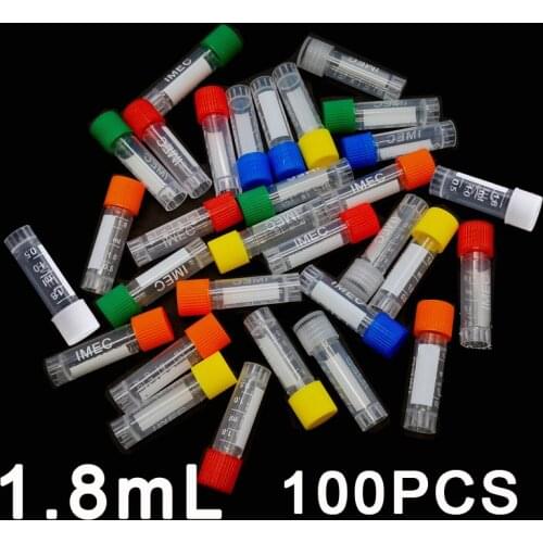 100pcs, 1.8ml Graduated Lab Cryopreservation Plastic Freezing Tube Cryotube Tube Sample Cryovial With Colorful Screw Cap