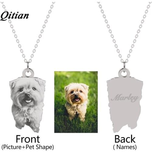 Pet Customized Pendants & Necklaces Stainless Steel Personalized Necklace Nameplate Photo Engraved DIY Jewelry Dropshipping