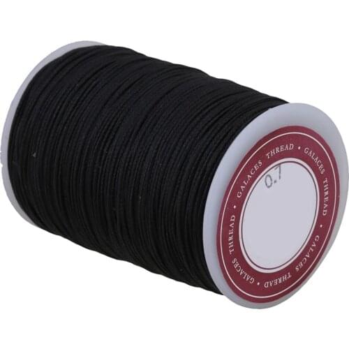 Sewing Craft Polyester Linen Wax Linen Waxed Cord String Black 0.7mm Dia