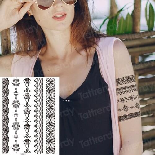 Popular Women Sexy Ballet Black White Flowers Tattoos Sticker Temporary Drawing Body Art Fake Water Transfer Tattoo Wholesale