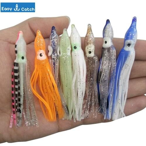 Easy Catch 30pcs 7cm-8cm Soft Plastic Octopus Fishing Lures For Jigs Mixed Color Silicone Octopus Skirts Artificial Bait