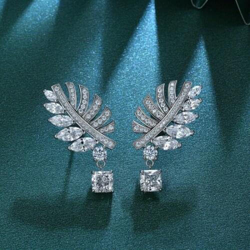 Luxury 925 Sterling Silver Drop Earrings For Women Sparkling Diamond Female Earrings Fine Jewelry Emerald Stone Earrings Gifts