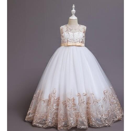 Flower Girls Long Gown for Princess Party Dress Children Formal Clothes Kids Dresses for Girls Wedding Evening Clothing