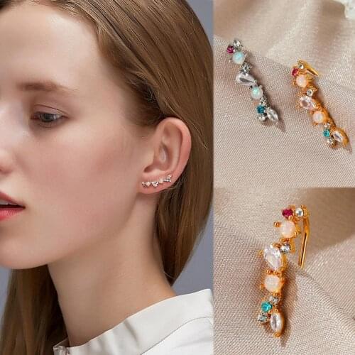 1Pc Women Elegant Cubic Zirconia Faux Pearl Shining Ear Cuff Earrings Jewelry Earrings for Women