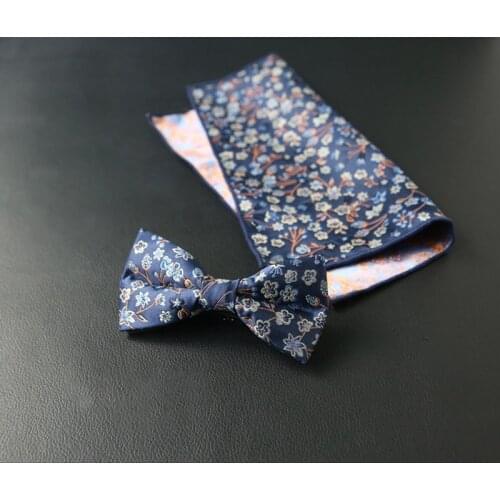 Gravata Borboleta Silk Gifts for Men Bowtie Pocket Square Gold Green Black Red Leaves Flowers Bow Tie and Handkerchief Hanky