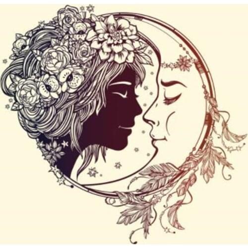 Fashion PVC Patch Clothes Large Moon Kiss Girl Thermal Transfer Printing T shirt Women iron on patches for clothing 3D Stickers