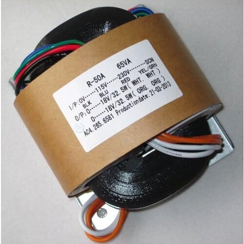 1PCS 65W R-CORE TRANSFORMER for preamp/DAC/ AMP 115V 230V OUTPUT:18V+18V