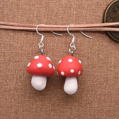 Vinyl Handmade Cartoon 3D Polymer Clay Animal Earrings Color Stud Mushroom Earring Ear Stud For Women Jewelry
