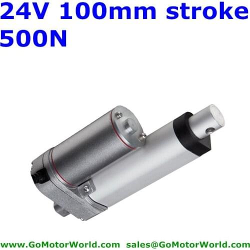 Waterproof 24V 100mm Stroke 500N 50KG 110LBS force industry mini Linear Actuator free shipping