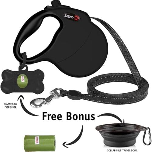 Retractable Dog Leash, 16 ft Nylon Dog Walking Leashes for Small Medium Large Dogs up to 110lbs, One Button Break & Lock