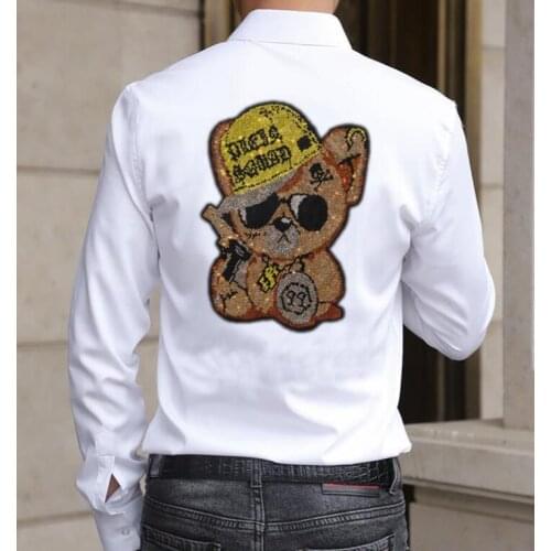 Top quality man Hot drill Men Shirt Long Sleeve Fashion Casual Shirts black and white Shirts drop shipping