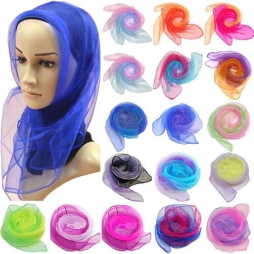 Womens Small Square Scarf Neck Scarves For Ladies Hair Scarfs Solid Female Chiffon Neckerchief Shawls Bandanas Head Scarf
