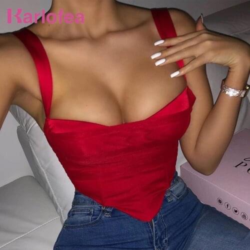 Karlofea New Summer y2k Tank Bustier Tube Top Street Wear Women Girls Red Festival Clothing Satin mesh Boned Corset Crop Tops