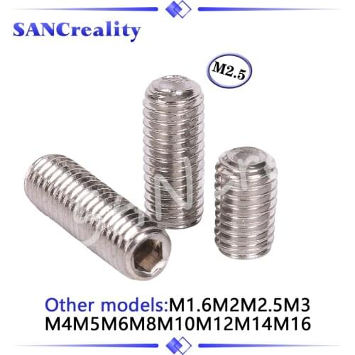 10pcs/20pcs Hexagon Hex Socket Set Screw Flat Point Allen Head M2.5 Grub Screw Stainless Steel Headless Set Screw for 3D Printer