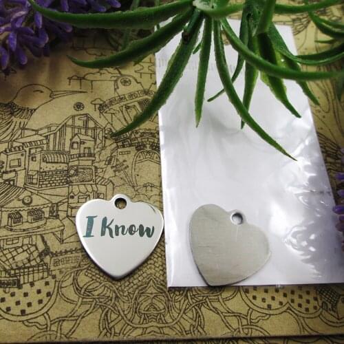 20pcs--"I Know"stainless steel charms 5 styles for choosing DIY Charms for necklace bracelets