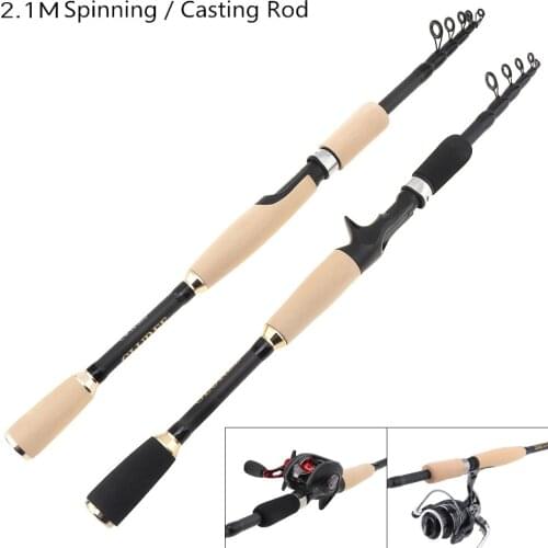 2.1m 6 Section Carbon Fiber Lure Fishing Rod Ultra Light Spinning / Casting Fishing Pole