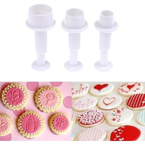 3Pcs/set Round Circle Spring Sugar Plunger Fondant cookie cutters Bakeware pastry utensil kitchen gadgets Cake Decorating tools