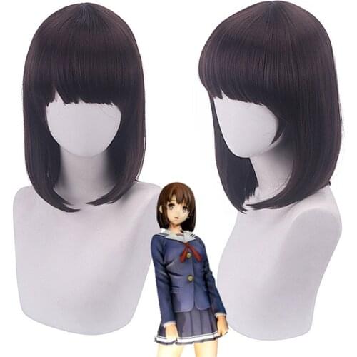 30cm Anime Saenai Heroine No Sodate-kata Cosplay Megumi Kato Wig Role Playing Wigs Halloween Cosplay Short Brown Hair Wig Cap