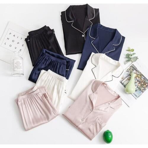 36 MM 100% Mulberry Silk Pajamas Women Set Autumn Spring Winter Long-Sleeved Soft Pijamas Lady Thick Silk Pajamas Men Sleepwear