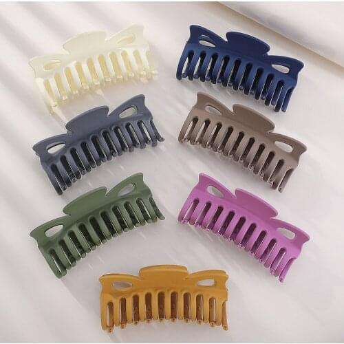 6-7 PCS Solid Color Large Barrette Hair Geomatric Square Claw Clip Crab Bath Clip Ponytail Clip For Women Girls Hair Accessories