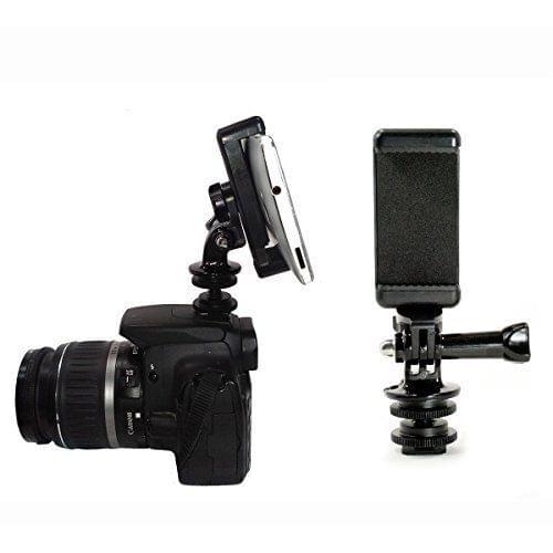 Hot Shoe Adapter with Attachable Phone Mount for use with DSLR Camera.lighting